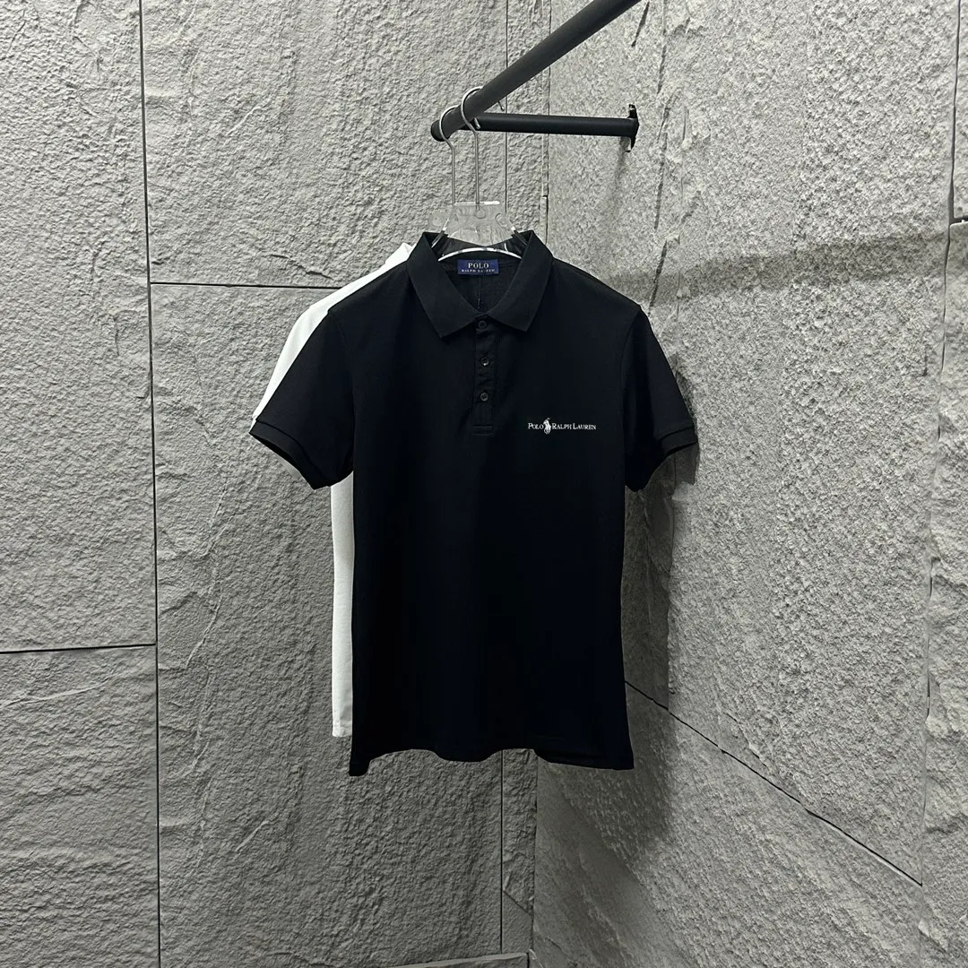🅿️180 Ralph Lauren POLO 2025 spring and summer new style simple logo letter embroidered pique fabric short-sleeved polo for men and women Size: M L XL 2XL 3XL Color: black white
